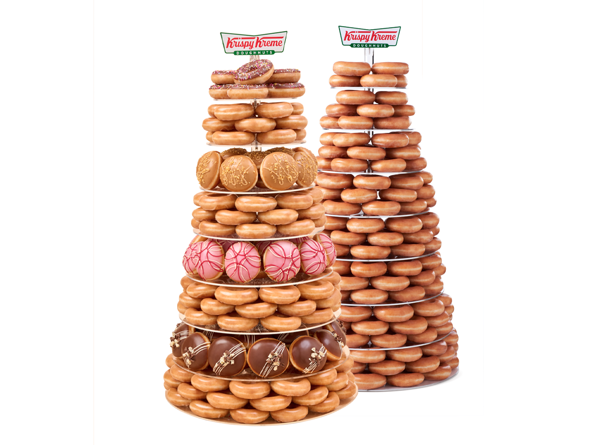 Krispy Kreme doughnut towers, 216 of everyones favourite doughnuts. Krispy Kreme large event doughnuts